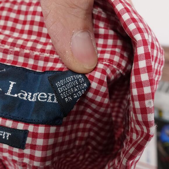 Polo Ralph Lauren Shirt Mens M Red Gingham Button Down Long Sleeve Custom Fit - Picture 8 of 9